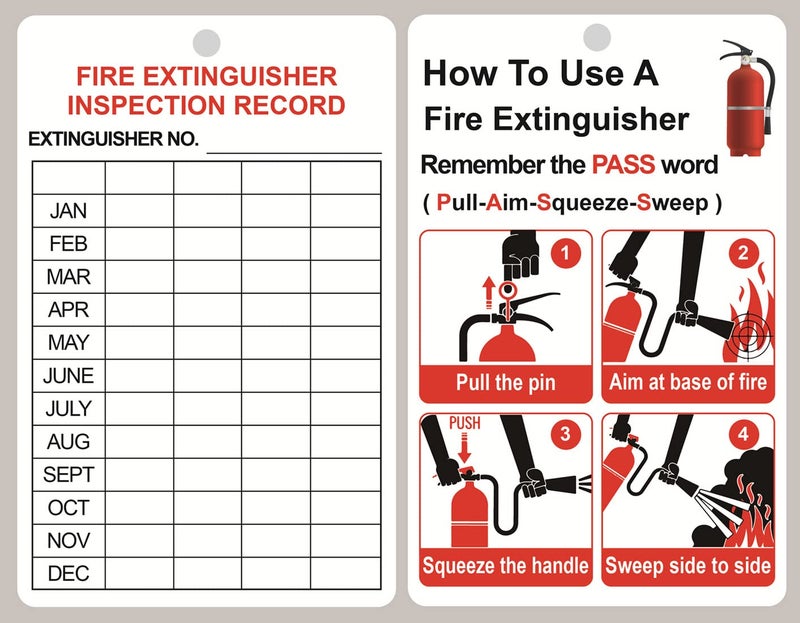 M MeshaKippa Fire Extinguisher Inspection Tags 3.2x5 inch 10pcs Monthly Fire Extinguisher Inspection Tags Plastic Fire Extinguisher Tags Four Years with Adjustable Wire Ties - Image 2
